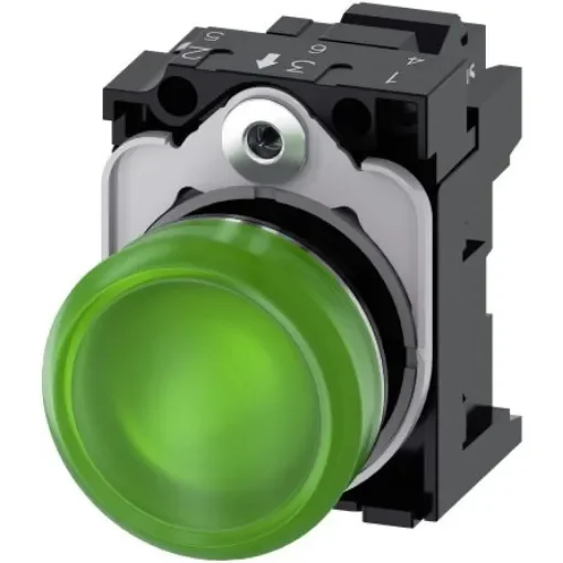 Siemens, SIRIUS ACT 3SU11, Panel Mount Green LED Indicator, 22mm Cutout, Round, 24V ac/dc - 3SU1152-6AA40-3AA0 product image