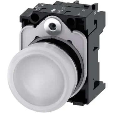 Siemens, SIRIUS ACT 3SU11, Panel Mount White LED Indicator, 22mm Cutout, Round, 110V ac - 3SU1153-6AA60-1AA0 product image