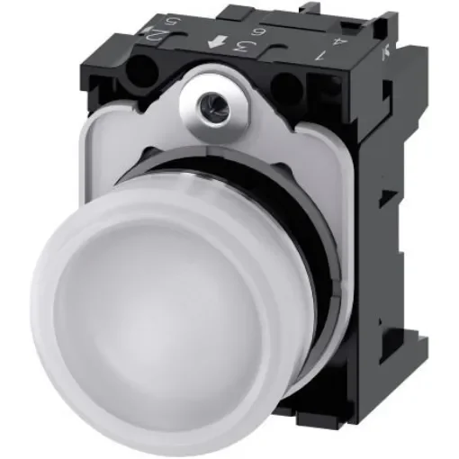 Siemens, SIRIUS ACT 3SU11, Panel Mount White LED Indicator, 22mm Cutout, Round, 110V ac - 3SU1153-6AA60-1AA0 product image