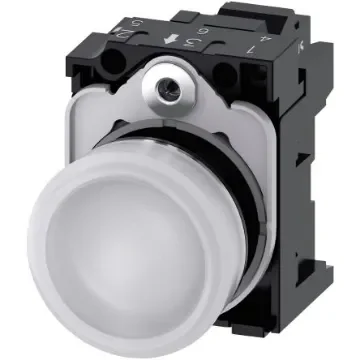 Siemens, SIRIUS ACT 3SU11, Panel Mount White LED Indicator, 22mm Cutout, Round, 230V ac - 3SU1156-6AA60-3AA0 product image
