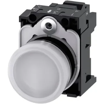 Siemens, SIRIUS ACT 3SU11, Panel Mount White LED Indicator, 22mm Cutout, Round, 24V ac/dc - 3SU1102-6AA60-3AA0 product image