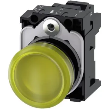 Siemens, SIRIUS ACT 3SU11, Panel Mount Yellow LED Indicator, 22mm Cutout, Round, 110V ac - 3SU1103-6AA30-3AA0 product image