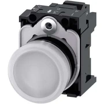 Siemens, SIRIUS ACT 3SU11, Panel Mount White LED Indicator, 22mm Cutout, Round, 110V ac - 3SU1103-6AA60-3AA0 product image