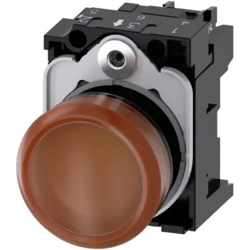 Siemens, SIRIUS ACT 3SU11, Panel Mount Orange LED Indicator, 22mm Cutout, Round, 110V ac - 3SU1103-6AA00-1AA0 product image