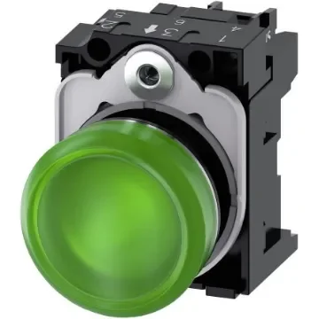Siemens, SIRIUS ACT 3SU11, Panel Mount Green LED Indicator, 22mm Cutout, Round, 110V ac - 3SU1153-6AA40-1AA0 product image