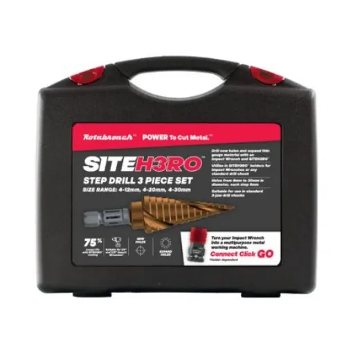 Rotabroach 3-Piece Step Drill Bit Set, 30mm Max, 12mm Min, M2 HSS Bits - SHRSD1 product image