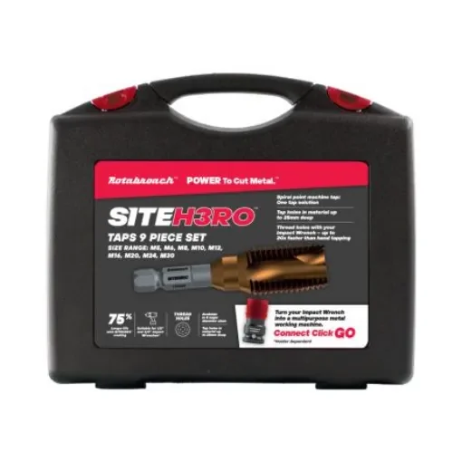 Rotabroach 9-Piece Tap Set, M30mm Max, M5mm Min, M2 HSS Bits - SHRTP3 product image