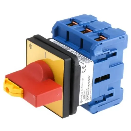 Kraus & Naimer 3P Pole Panel Mount Isolator Switch - 100A Maximum Current, 37kW Power Rating, IP65 - KG100.T203/GBA016.E product image