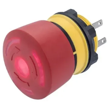 EAO 84 Series Twist Release Illuminated Emergency Stop Push Button, Panel Mount, 22mm Cutout, 1 NO + 1 NC, IP65, IP67 - 84-5231.2B20 product image