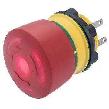 EAO 84 Series Twist Release Illuminated Emergency Stop Push Button, Panel Mount, 22mm Cutout, 1 NO + 1 NC, IP65, IP67 - 84-5331.2B20 product image