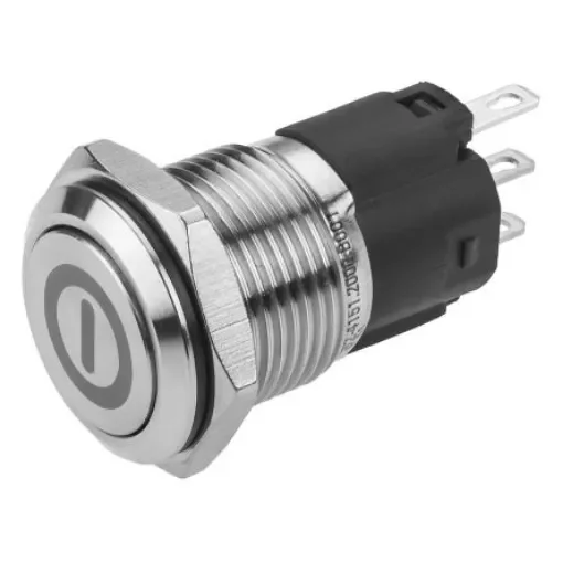 EAO 82 Series Push Button Switch, Latching, Panel Mount, 16mm Cutout, SPDT, 240V, IP65, IP67 - 82-4151.2000.B001 product image