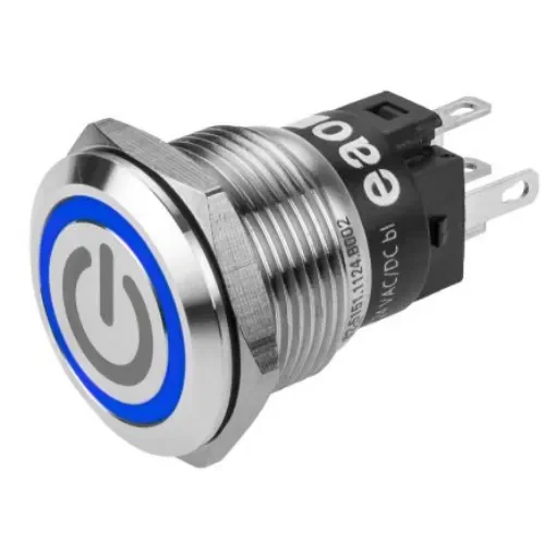EAO 82 Series Illuminated Push Button Switch, Momentary, Panel Mount, 19mm Cutout, SPDT, Blue LED, 240V, IP65, IP67 - 82-5151.1123.B002 product image