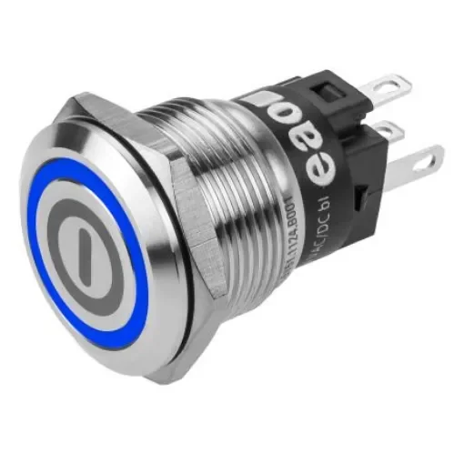 EAO 82 Series Illuminated Push Button Switch, Momentary, Panel Mount, 19mm Cutout, SPDT, Blue LED, 240V, IP65, IP67 - 82-5151.1124.B001 product image