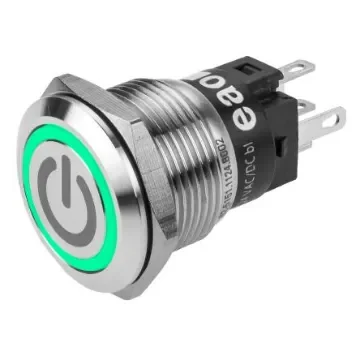 EAO 82 Series Illuminated Push Button Switch, Momentary, Panel Mount, 19mm Cutout, SPDT, Green LED, 240V, IP65, IP67 - 82-5151.1133.B002 product image