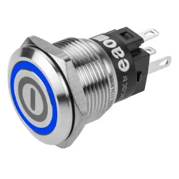 EAO 82 Series Illuminated Push Button Switch, Latching, Panel Mount, 19mm Cutout, SPDT, Blue LED, 240V, IP65, IP67 - 82-5151.2124.B001 product image