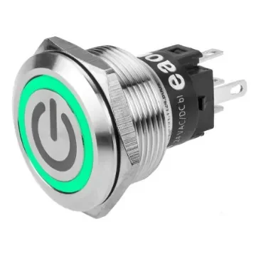 EAO 82 Series Illuminated Push Button Switch, Latching, Panel Mount, 22.3mm Cutout, SPDT, Green LED, 240V, IP65, IP67 - 82-6151.2133.B002 product image
