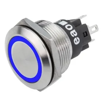 EAO 82 Series Illuminated Push Button Switch, Latching, Panel Mount, 22.3mm Cutout, SPDT, Blue LED, 240V, IP65, IP67 - 82-6651.2124 product image
