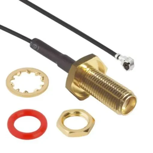 Amphenol RF SMA Series Female, Male Bulkhead SMA Connector, 50O, Right Angle Body - 336320-12-0150 product image