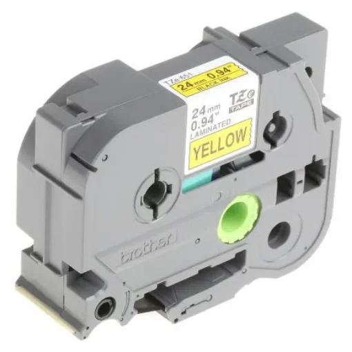 Brother Black on Yellow Label Printer Tape, 8 m Length, 24 mm Width - TZe-651 product image