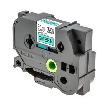 Brother Black on Green Label Printer Tape, 8 m Length, 24 mm Width - TZe-751 product image