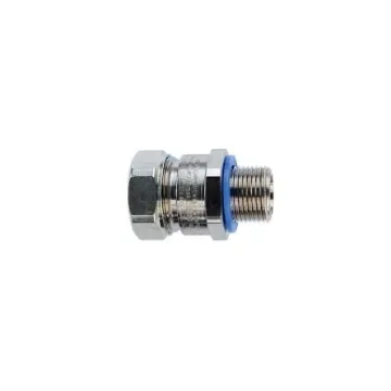 Flexicon Fixed External Thread Fitting, Conduit Fitting, 20mm Nominal Size, M20, Brass, Silver IP66, IP67, IP68, IP69 - LTP20-M20-EXD product image