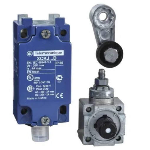 Telemecanique Sensors XCKJ Series Roller Lever Limit Switch, 1NC/1NO, IP66, DPST, Zamak Zinc Alloy Housing, 50V ac Max, - XCKJ10511D product image