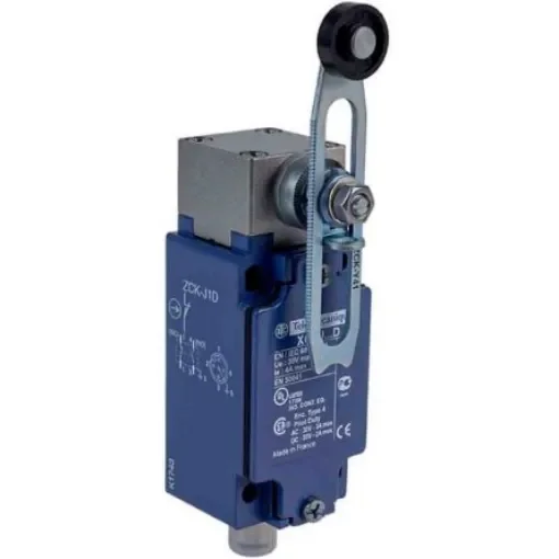 Telemecanique Sensors XCKJ Series Roller Lever Limit Switch, 1NC/1NO, IP66, DPST, Zamak Zinc Alloy Housing, 50V ac Max, - XCKJ10541D product image