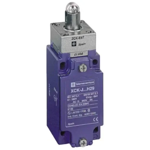 Telemecanique Sensors XCKJ Series Roller Plunger Limit Switch, 1NC/1NO, IP66, DPST, Zamak Zinc Alloy Housing, 240V ac - XCKJ167 product image