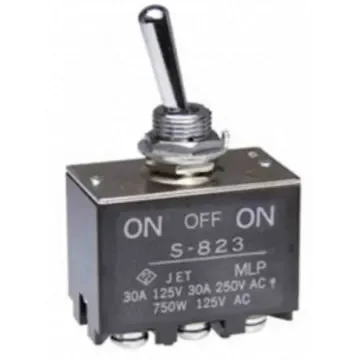 NKK Switches Toggle Switch, Panel Mount, On-Off-On, DPDT, Screw Terminal, 30 V dc, 125V ac - S823 product image