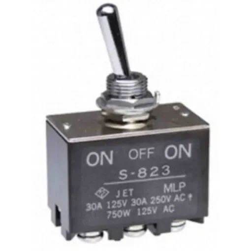 NKK Switches Toggle Switch, Panel Mount, On-Off-On, DPDT, Screw Terminal, 30 V dc, 125V ac - S823 product image