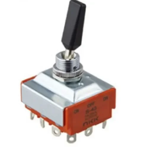 NKK Switches Toggle Switch, Panel Mount, On-Off-On, 4PDT, Solder Lug Terminal, 30 V dc, 125V ac - S43R/215 product image