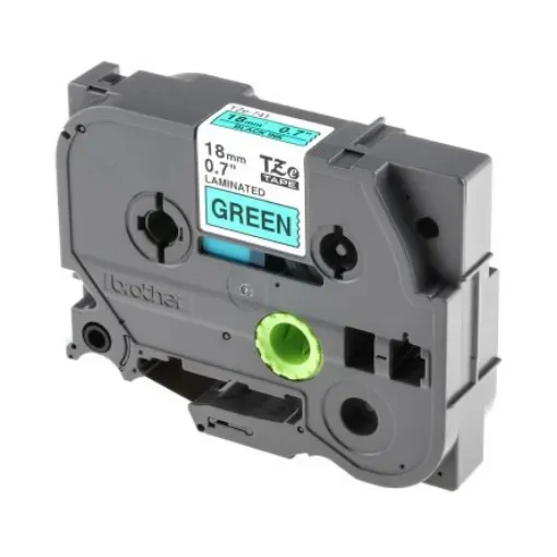 Brother Black on Green Label Printer Tape, 8 m Length, 18 mm Width - TZe-741 product image