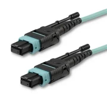 StarTech.com MPO to MPO Multi Mode OM3 Fibre Optic Cable, 50/125µm, Aqua, 10m - MPO12PL10M product image
