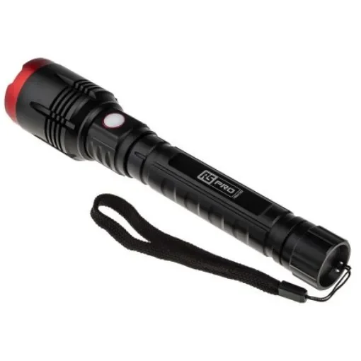 RS PRO LED Torch Black, Red - Rechargeable 3200 lm, 242 mm - 1964197 product image