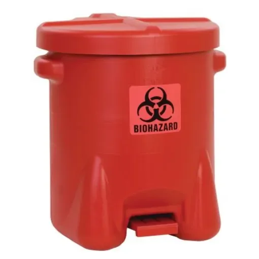 Eagle Biohazardous Poly Waste Cans 53L Red Pedal HDPE Waste Bin - ECN947BIRD product image
