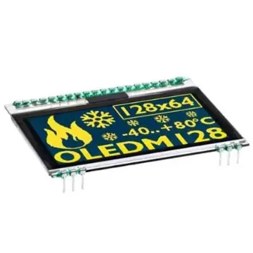 Display Visions 2.3in Yellow Passive matrix OLED Display 128 x 64pixels Graphics I2C, SPI Interface - EA OLEDM128-6GGA product image