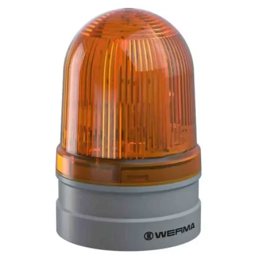 Werma EvoSIGNAL Midi Series Yellow Multiple Effect Beacon, 12 V, 24 V, Base Mount, LED Bulb, IP66 - 261.320.70 product image