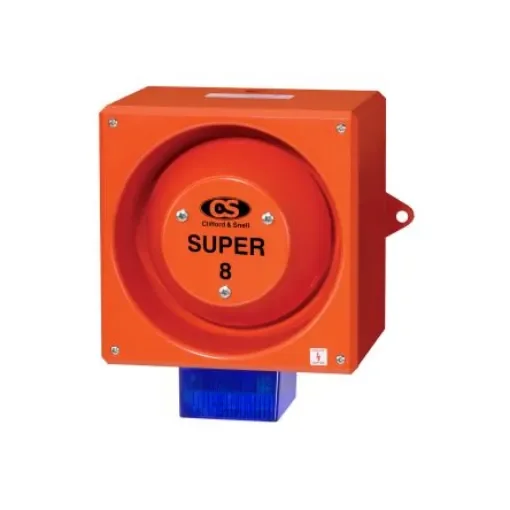 Clifford & Snell YL80 Super Series Blue Sounder Beacon, 24 V dc, IP66, Side Mount, 120dB at 1 Metre - YL80/D50/B/RF/SU/WR product image