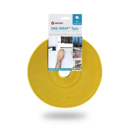VELCRO® Yellow Hook & Loop Tape, 10mm x 25m - VEL-OW64104 product image