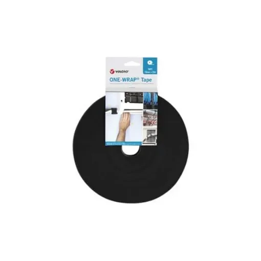 VELCRO® Black Hook & Loop Tape, 20mm x 25m - VEL-OW64140 product image