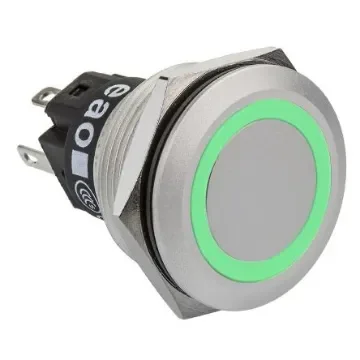 EAO 82 Series Illuminated Push Button Switch, Latching, Panel Mount, 22.3mm Cutout, SPDT, Green LED, 240V, IP65, IP67 - 82-6551.2134 product image