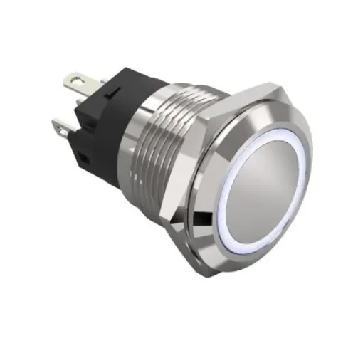 EAO 82 Series Illuminated Push Button Switch, Momentary, Panel Mount, 19mm Cutout, SPDT, White LED, 240V, IP65, IP67 - 82-5151.1154 product image