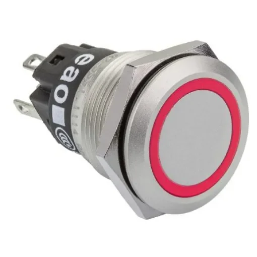 EAO 82 Series Illuminated Push Button Switch, Latching, Panel Mount, 19mm Cutout, SPDT, Red LED, 240V, IP65, IP67 - 82-5151.2113 product image