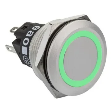 EAO 82 Series Illuminated Push Button Switch, Momentary, Panel Mount, 22.3mm Cutout, SPDT, Green LED, 240V, IP65, IP67 - 82-6152.1134 product image