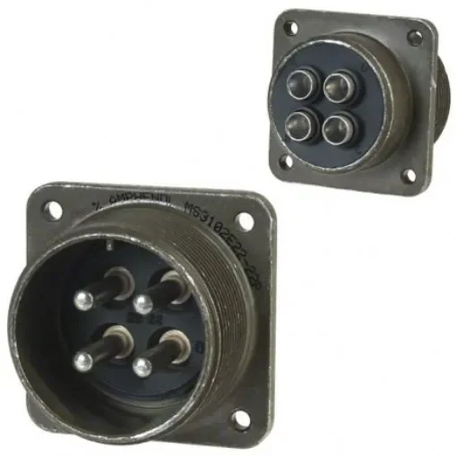 Amphenol Industrial, MS-E 4 Way MIL Spec Circular Connector, Pin Contacts,Shell Size 22, Quick Coupling Threaded, - MS3102E22-22P product image