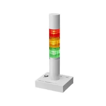 Patlite PHE Series Clear Buzzer Signal Tower, 3 Lights, 24 V dc, Direct Mount - PHE-3FB3N-RYG product image