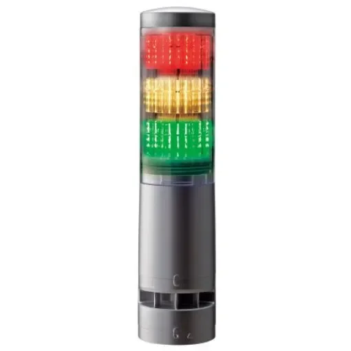 Patlite LA6 Series Clear Buzzer Signal Tower, 3 Lights, 24 V dc, Direct Mount - LA6-3DTNUB-RYG product image