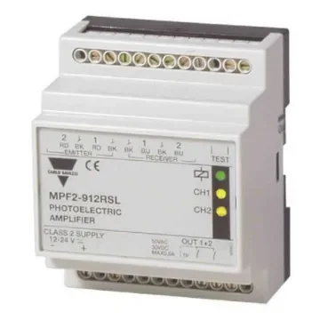 Carlo Gavazzi Through Beam Photoelectric Sensor Amplifier, Barrel Sensor, 15 m Detection Range - MPF2-912RSL product image
