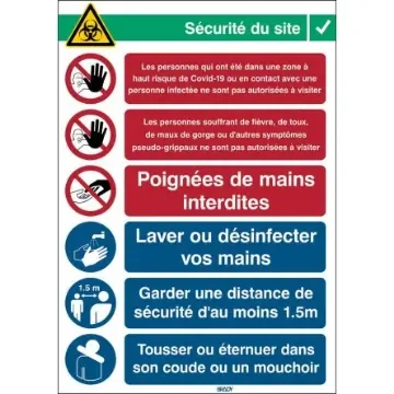 Safety Wall Chart, Polypropylene B-7527, French, 371 mm, 262mm - COVID-19-REC-PP-FR product image