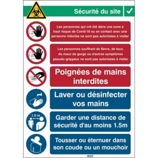 Safety Wall Chart, Polypropylene B-7527, French, 371 mm, 262mm - COVID-19-REC-PP-FR product image